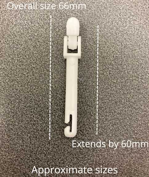 White Extension Hooks for Vertical Blinds (60mm)
